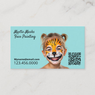 Party Entertainer Ansikte Painter Blue QR Visitkort