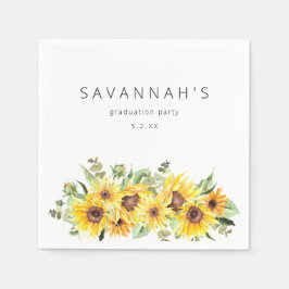 Party Event Solros & Eucalyptus Blommigt Namn Pappersservett