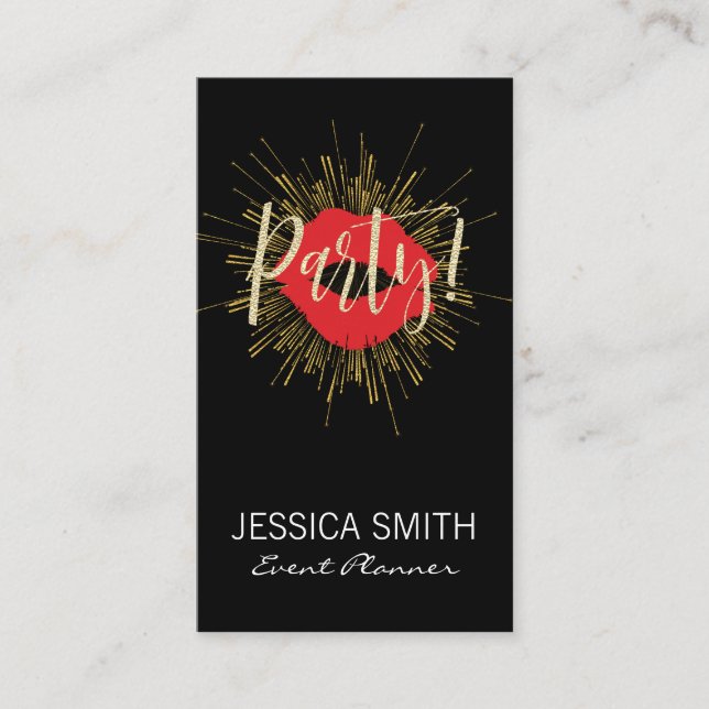 Party Explosion med kyss Visitkort (Framsida)