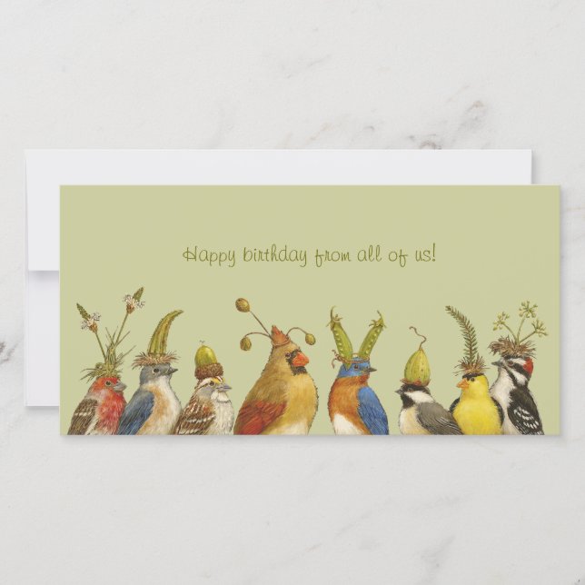 Party fåglar på grattis på födelsedagen från hela  (Framsida)