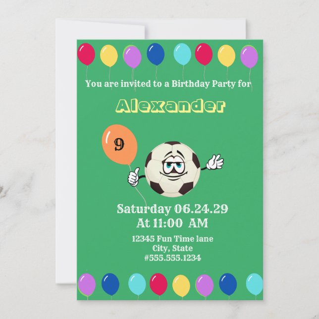 Party färgstarka ballonger Fotboll roligt ansikte (Framsida)