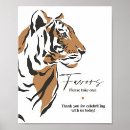 party favors-tecken för djungelsiberisk tiger poster