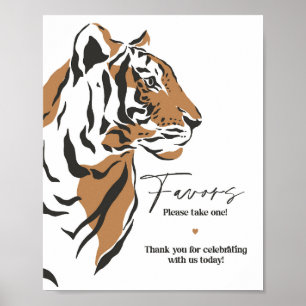 party favors-tecken för djungelsiberisk tiger poster