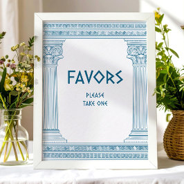 Party favors-tecken för grekiska toga party-dekor poster