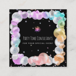 *~* Party Festive Balloons Rainbow Event Planner  Fyrkantigt Visitkort
