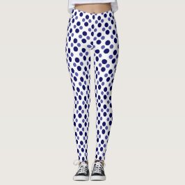 Party Festive blue polka dots på vitt Leggings