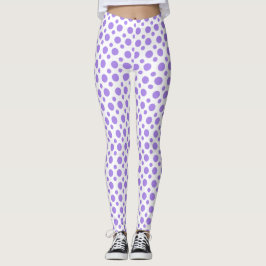 Party Festive lila polka dots på vit Leggings