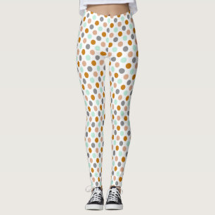 Party Festive multi-färg polka dots på vitt Leggings