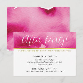 PARTY FIRANDE CARD guld mörk rosa vattenfärg vid Inbjudningar