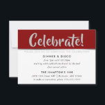 PARTY FIRANDE CARD mörk Red burgundy silver Inbjudningar<br><div class="desc">efter kat masard >> www.simplysweetPAPERIE.com <<< En enkel design för INSERT / PARTY CARDS - för att matcha dina huvudinbjudningar. Kärlek, men jag skulle vilja se vissa förändringar - ett annat färg-system, produkt, tillsätt ett foto eller anpassat för ett annat tillfälle - ingen oro bara kontakta mig, KAT@SIMPLYSWEETPAPERIE.COM jag är...</div>