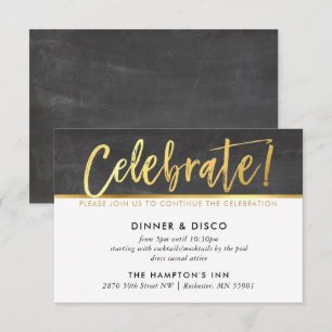 PARTY FIRANDE DETAILS grått chalkboard guld Inbjudningar