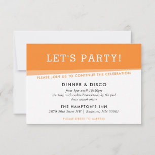 PARTY FIRANDE, enkel modern, djärv, ljus orange Inbjudningar