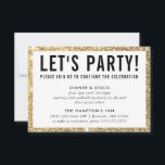 PARTY FIRANDE INFO enkel modern guld glitter Inbjudningar<br><div class="desc">med kat massard >> www.simplysweetPAPERIE.com <<< En enkel design för dina PARTY-CARDS - för att matcha dina huvudinbjudningar. Kärlek, men jag skulle vilja se vissa förändringar - ett annat färg-system, produkt, tillsätt ett foto eller anpassat för ett annat tillfälle - ingen oro bara kontakta mig, KAT@SIMPLYSWEETPAPERIE.COM jag är lycklig för...</div>