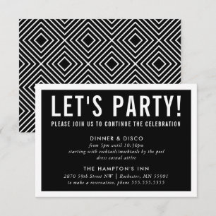 PARTY FIRANDE INFO: enkel modern, modig svart svar Inbjudningar