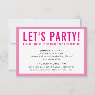 PARTY FIRANDE INFO - modern, djärv flickors rosa Inbjudningar