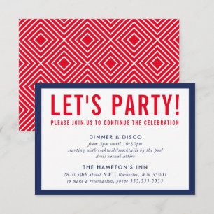PARTY FIRANDE INFO modern fet marin blå marin röd Inbjudningar