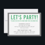 PARTY FIRANDE INFO, modern grått grönt med fetstil Inbjudningar<br><div class="desc">med kat massard >> www.simplysweetPAPERIE.com <<< En enkel design för dina PARTY-CARDS - för att matcha dina huvudinbjudningar. Kärlek, men jag skulle vilja se vissa förändringar - ett annat färg-system, produkt, tillsätt ett foto eller anpassat för ett annat tillfälle - ingen oro bara kontakta mig, KAT@SIMPLYSWEETPAPERIE.COM jag är lycklig för...</div>