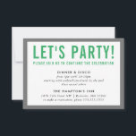 PARTY FIRANDE INFO, modern grått grönt med fetstil Inbjudningar<br><div class="desc">med kat massard >> www.simplysweetPAPERIE.com <<< En enkel design för dina PARTY-CARDS - för att matcha dina huvudinbjudningar. Kärlek, men jag skulle vilja se vissa förändringar - ett annat färg-system, produkt, tillsätt ett foto eller anpassat för ett annat tillfälle - ingen oro bara kontakta mig, KAT@SIMPLYSWEETPAPERIE.COM jag är lycklig för...</div>