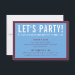 PARTY FIRANDE INFO modern maronblått Inbjudningar<br><div class="desc">med kat massard >> www.simplysweetPAPERIE.com <<< En enkel design för dina PARTY-CARDS - för att matcha dina huvudinbjudningar. Kärlek, men jag skulle vilja se vissa förändringar - ett annat färg-system, produkt, tillsätt ett foto eller anpassat för ett annat tillfälle - ingen oro bara kontakta mig, KAT@SIMPLYSWEETPAPERIE.COM jag är lycklig för...</div>