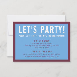 PARTY FIRANDE INFO modern maronblått Inbjudningar