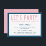 PARTY FIRANDE INFO:s moderna, djärva marinblå rosa Inbjudningar<br><div class="desc">med kat massard >> www.simplysweetPAPERIE.com <<< En enkel design för dina PARTY-CARDS - för att matcha dina huvudinbjudningar. Kärlek, men jag skulle vilja se vissa förändringar - ett annat färg-system, produkt, tillsätt ett foto eller anpassat för ett annat tillfälle - ingen oro bara kontakta mig, KAT@SIMPLYSWEETPAPERIE.COM jag är lycklig för...</div>