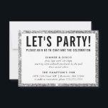 PARTY FIRANDE INFO söt modern silver glitter Inbjudningar<br><div class="desc">med kat massard >> www.simplysweetPAPERIE.com <<< En enkel design för dina PARTY-CARDS - för att matcha dina huvudinbjudningar. Kärlek, men jag skulle vilja se vissa förändringar - ett annat färg-system, produkt, tillsätt ett foto eller anpassat för ett annat tillfälle - ingen oro bara kontakta mig, KAT@SIMPLYSWEETPAPERIE.COM jag är lycklig för...</div>