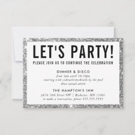 PARTY FIRANDE INFO söt modern silver glitter Inbjudningar