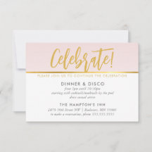 PARTY FIRANDE-kort blek rosa guld polka dots vid