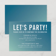 PARTY FIRANDE-kort - modern blå mint-gradient