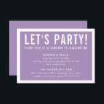 PARTY FIRANDE-kort, modern blockerad lila vid viol Inbjudningar<br><div class="desc">med kat massard >> https://linktr.ee/simplysweetpaperie <<< En enkel design för dina PARTY-CARDS - för att matcha dina huvudinbjudningar. Kärlek, men jag skulle vilja se vissa förändringar - ett annat färg-system, produkt, tillsätt ett foto eller anpassat för ett annat tillfälle - ingen oro bara kontakta mig, KAT@SIMPLYSWEETPAPERIE.COM jag är lycklig för...</div>