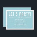 PARTY FIRANDE-kort, modern blockturkos blått Inbjudningar<br><div class="desc">med kat massard >> www.simplysweetPAPERIE.com <<< En enkel design för dina PARTY-CARDS - för att matcha dina huvudinbjudningar. Kärlek, men jag skulle vilja se vissa förändringar - ett annat färg-system, produkt, tillsätt ett foto eller anpassat för ett annat tillfälle - ingen oro bara kontakta mig, KAT@SIMPLYSWEETPAPERIE.COM jag är lycklig för...</div>