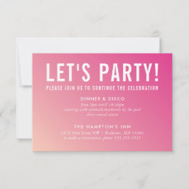 PARTY FIRANDE-kort, modern söt rosa gradient Inbjudningar