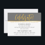 PARTY FIRANDE-kort, modernt grått faux guld Inbjudningar<br><div class="desc">efter kat masard >> www.simplysweetPAPERIE.com <<< En enkel design för INSERT / PARTY CARDS - för att matcha dina huvudinbjudningar. Kärlek, men jag skulle vilja se vissa förändringar - ett annat färg-system, produkt, tillsätt ett foto eller anpassat för ett annat tillfälle - ingen oro bara kontakta mig, KAT@SIMPLYSWEETPAPERIE.COM jag är...</div>