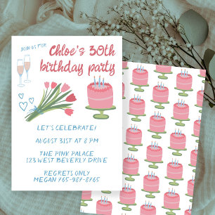 Party Flickaktigt i 30års födelsedag Cute Anpassni Inbjudningar