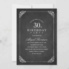 Party för 30års födelsedag för svart tavla för inbjudningar