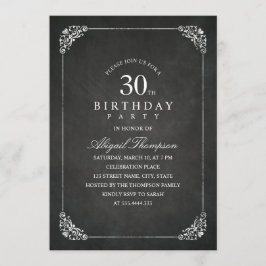 Party för 30års födelsedag för svart tavla för inbjudningar