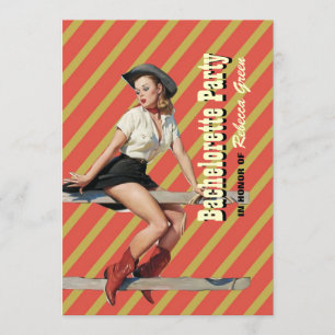 party för bachelorette för retro randcowgirl inbjudningar