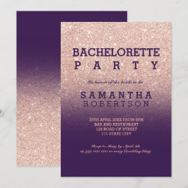 Party för bachelorette för rosa guld- fauxglitter inbjudningar