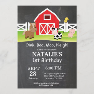 Party för Barnyard för inbjudan för svart