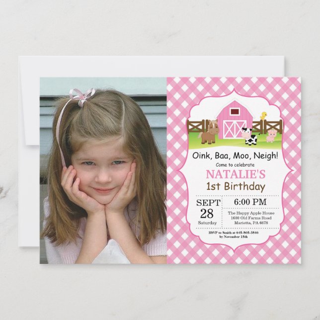 Party för Barnyard för lantgårdfödelsedaginbjudan Inbjudningar (Framsida)