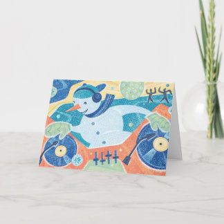 Party för dans för snögubbeDJ-jul Helgkort