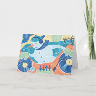 Party för dans för snögubbeDJ-jul Helgkort