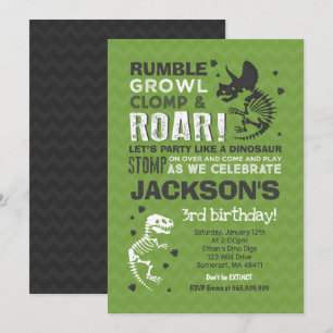 Party för Dinosaur för Dinosaurfödelsedaginbjudan Inbjudningar