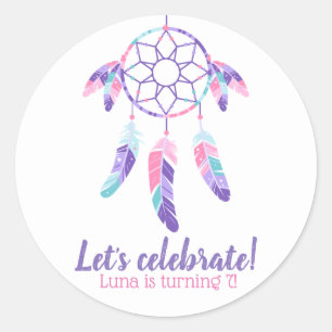 Party för Dreamcatcher rosa purpurfärgat Runt Klistermärke