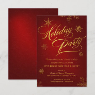 Party för hus för julhelgdag som guld- öppet är inbjudningar