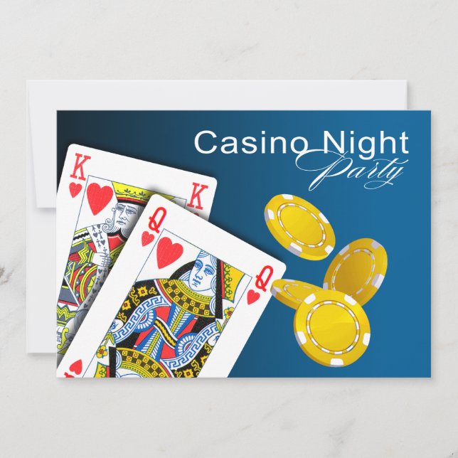 Party för kasinonattLas Vegas poker - blått Inbjudningar (Framsida)