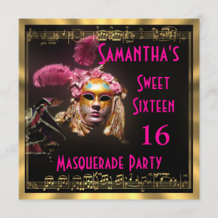Party för Mardi Gras maskerat boll sexton Inbjudningar