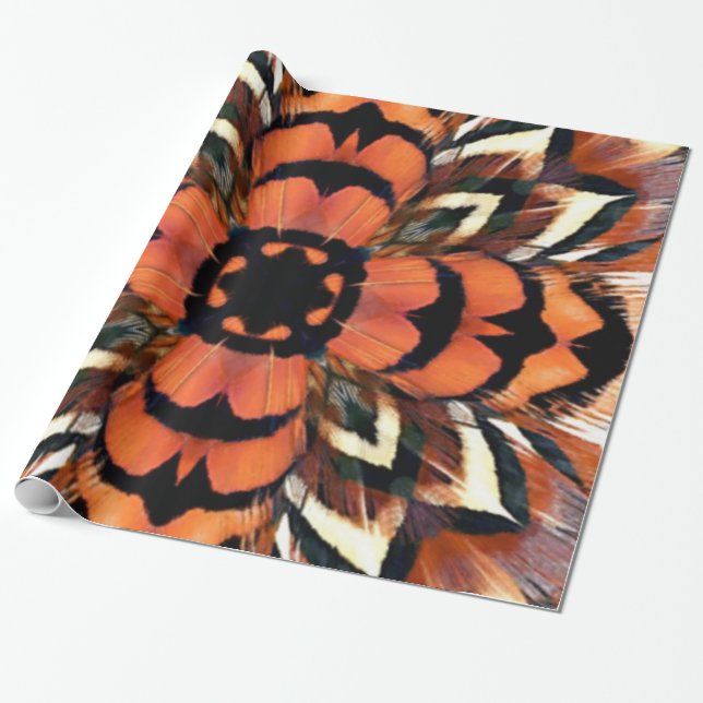 Party för PheasantfjäderKaleidoscope Presentpapper (Utrullad)