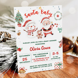 Party för Snögubbe-babykläder i jultomten Baby Inbjudningar
