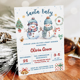 Party för Snögubbe-babykläder i jultomten Baby Inbjudningar